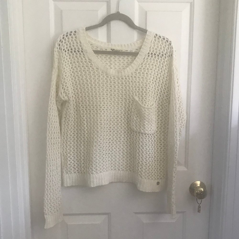 Roxy Ivory Open Weave Sweater Medium